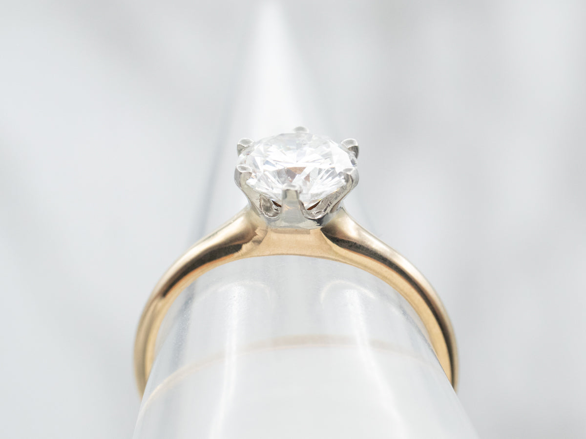 Mixed Metal Diamond Solitaire Engagement Ring