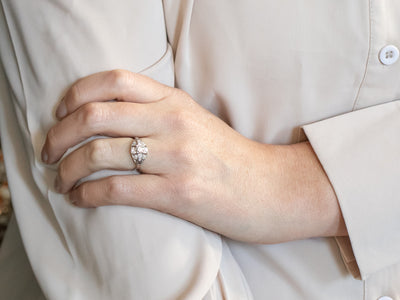 Platinum Diamond Engagement Ring with Diamond Accents