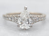 White Gold Pear Cut Diamond Engagement Ring with Diamond Shoulders