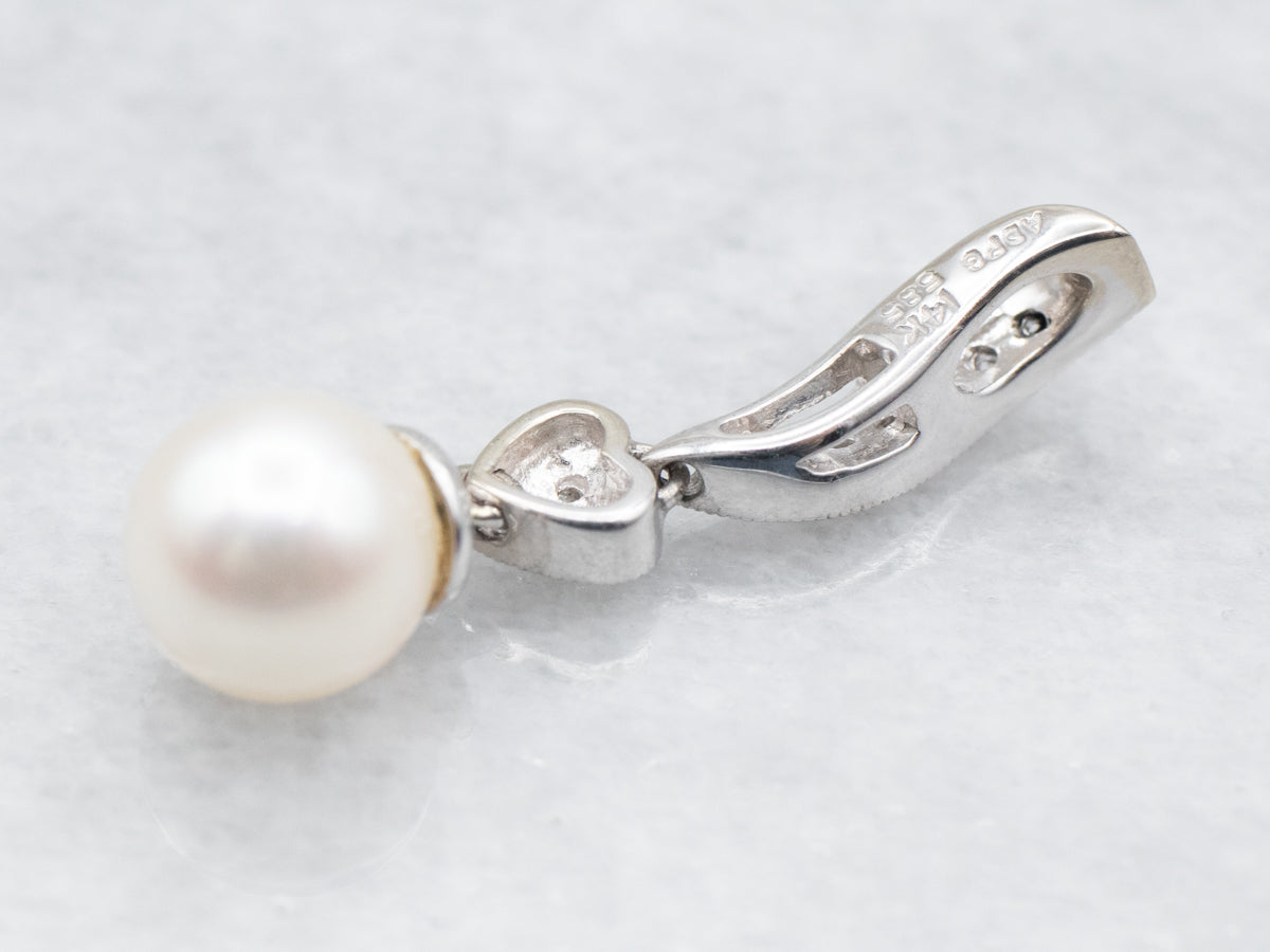 Sweetheart Saltwater Pearl and Diamond Pendant