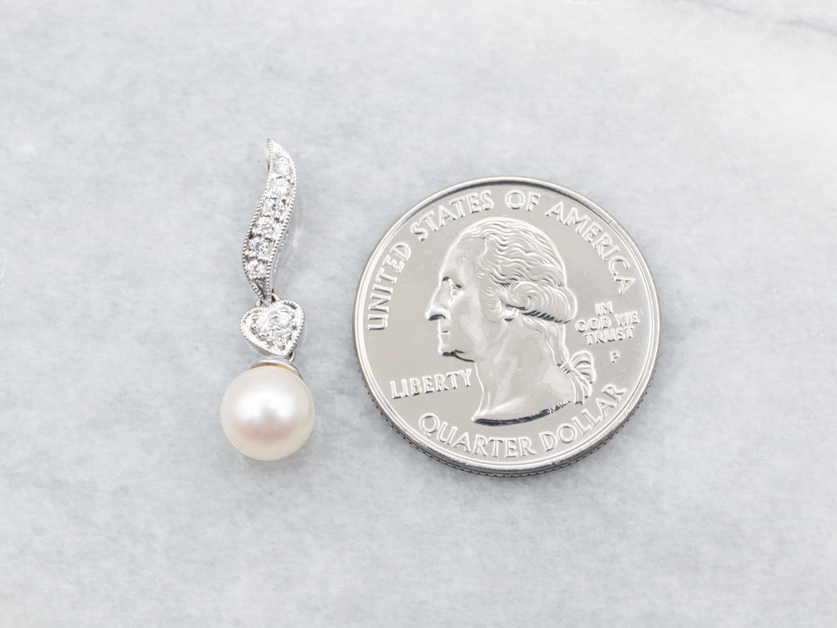 Sweetheart Saltwater Pearl and Diamond Pendant