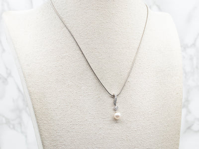 Sweetheart Saltwater Pearl and Diamond Pendant