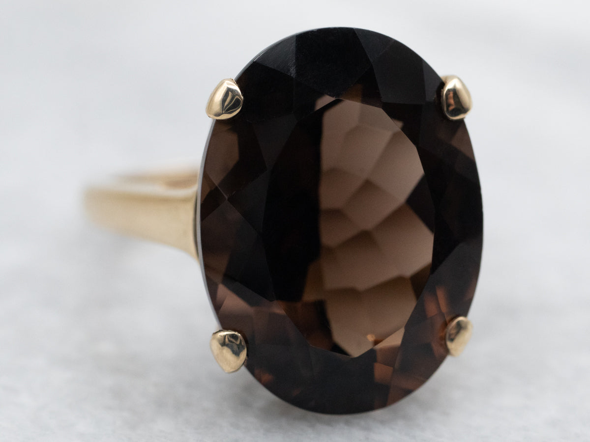 Smoky Quartz Solitaire Cocktail Ring