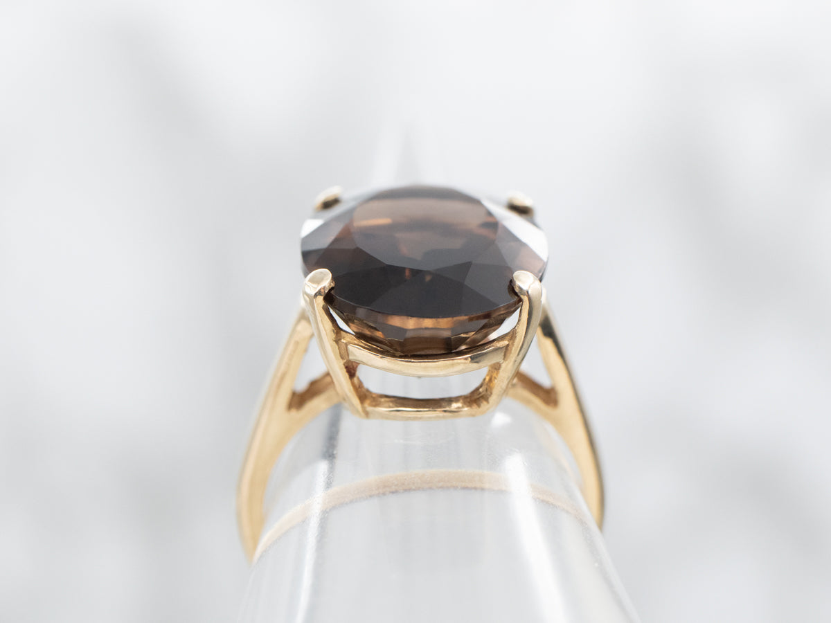 Smoky Quartz Solitaire Cocktail Ring