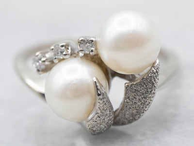 Saltwater Pearl and Diamond Bypass Ring