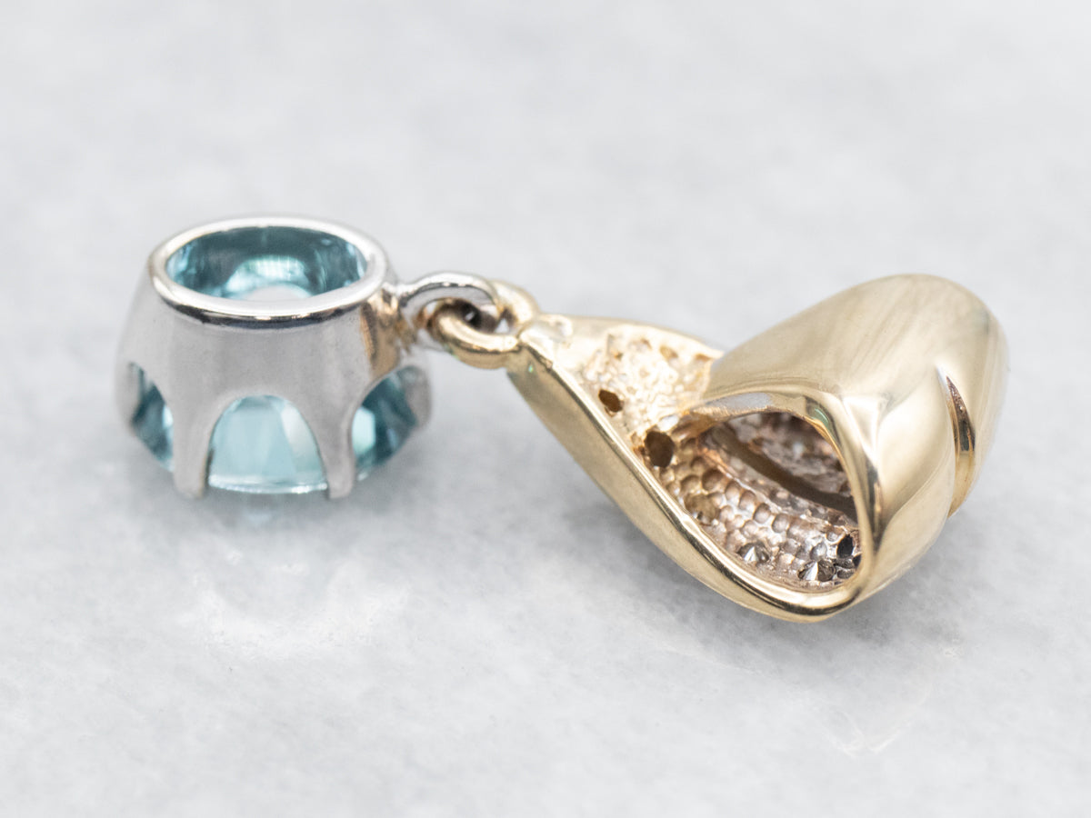 Two Tone Blue Zircon Pendant with Diamond Accents