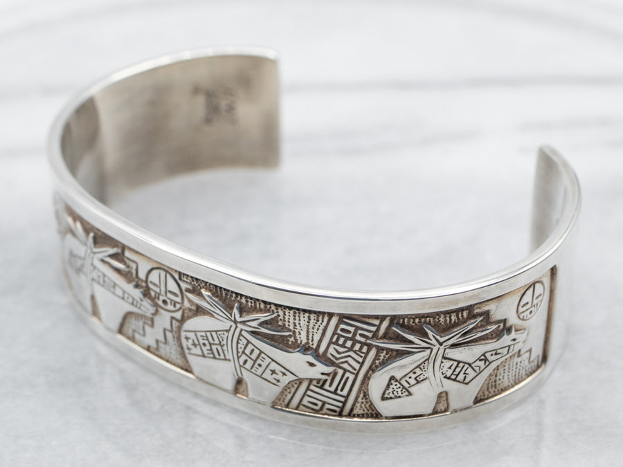 Sterling Silver Southwestern Cuff Bracelet Designed by Roderick and Marilyn Tenorio
