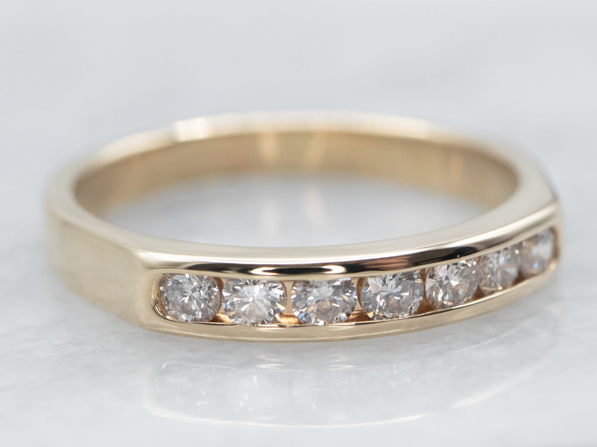 Yellow Gold Channel Set Diamond Wedding Band