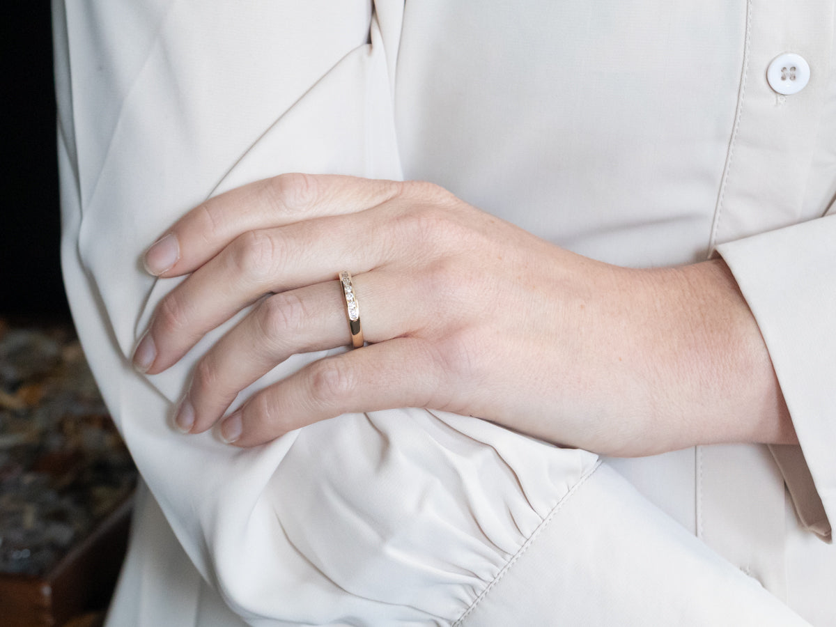 Yellow Gold Channel Set Diamond Wedding Band