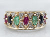 Ruby Sapphire Emerald and Diamond Gemstone Band