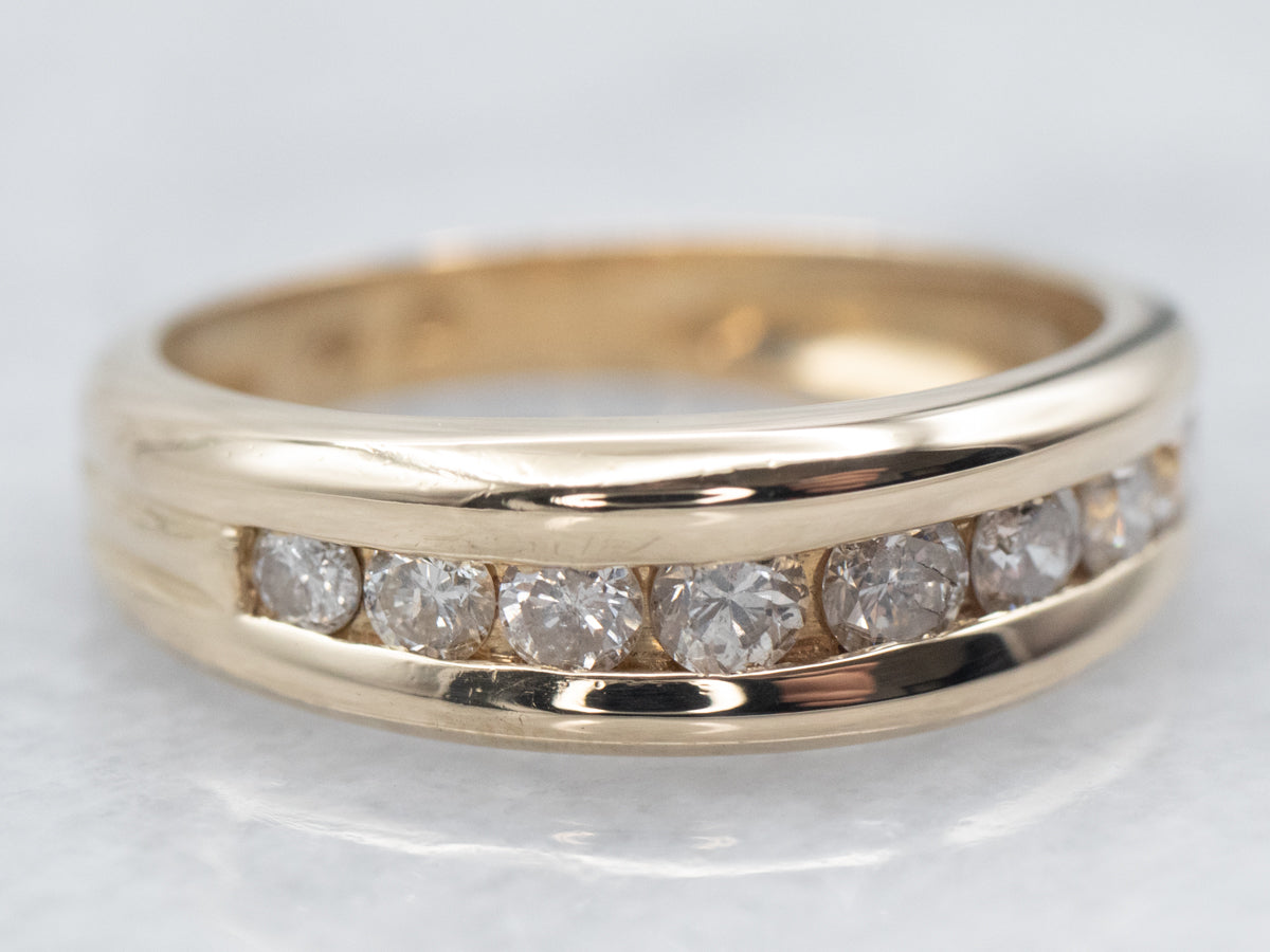Yellow Gold Channel Set Diamond Wedding Band