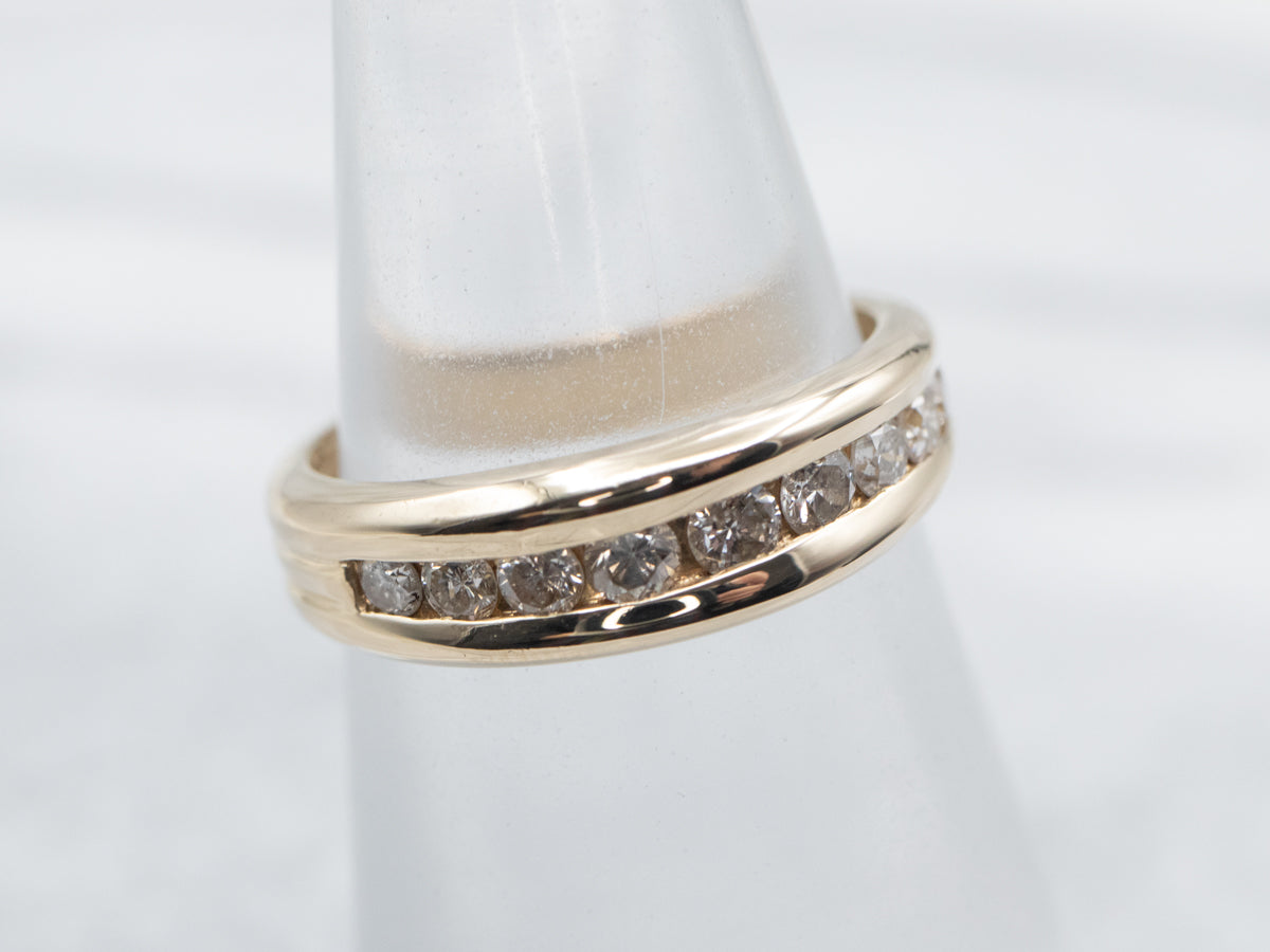 Yellow Gold Channel Set Diamond Wedding Band