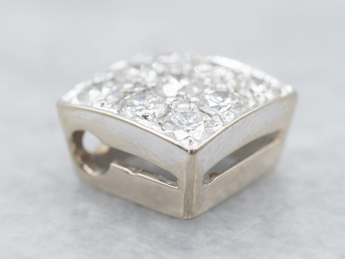 White Gold Diamond Square Slide Pendant