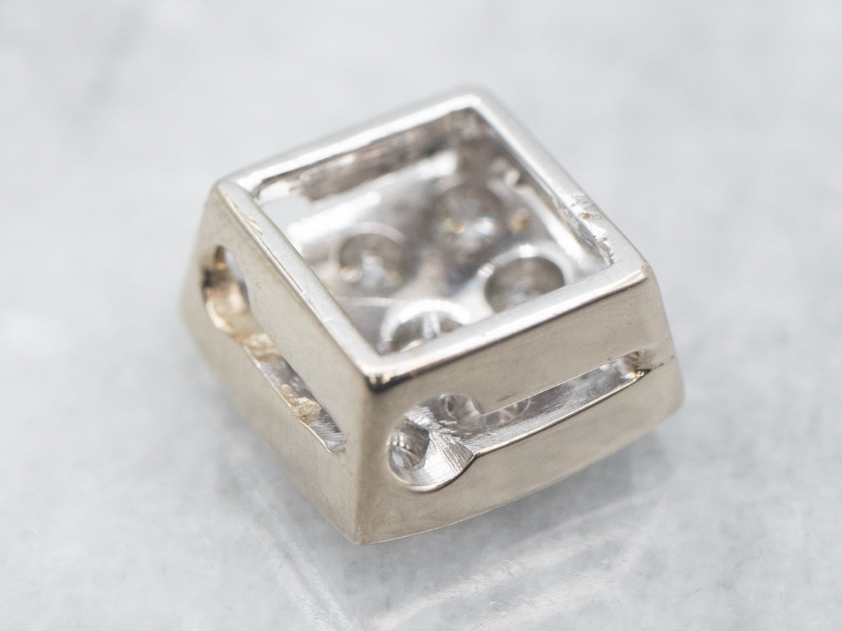 White Gold Diamond Square Slide Pendant