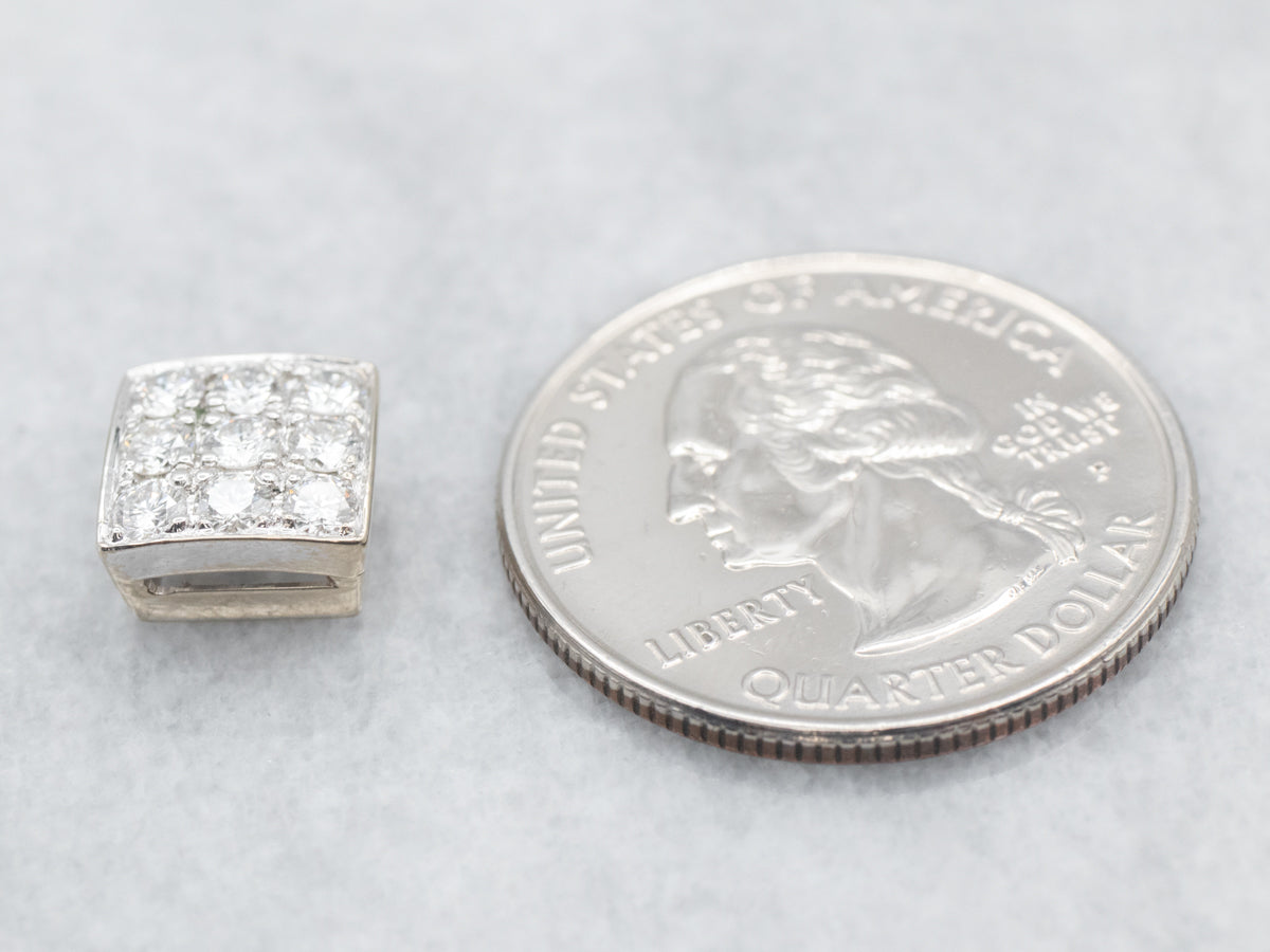 White Gold Diamond Square Slide Pendant