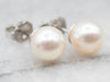 White Gold Saltwater Pearl Stud Earrings