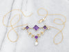 Yellow Gold Amethyst and Pearl Botanical Necklace with Lobster Clasp