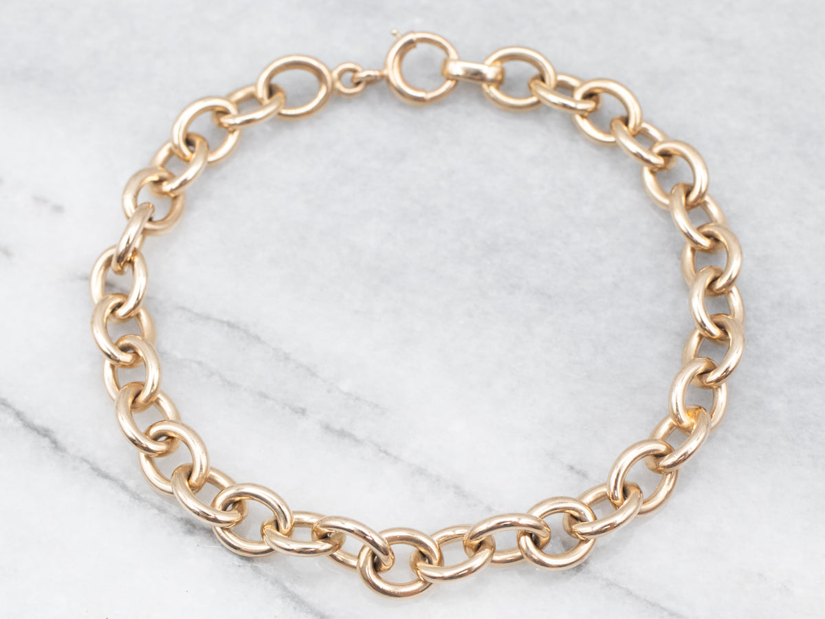 i　トュデイフル　Oval Chain Bracelet Oval Link Chain Bracelet in Sterling Silver with 18K Yellow Gold