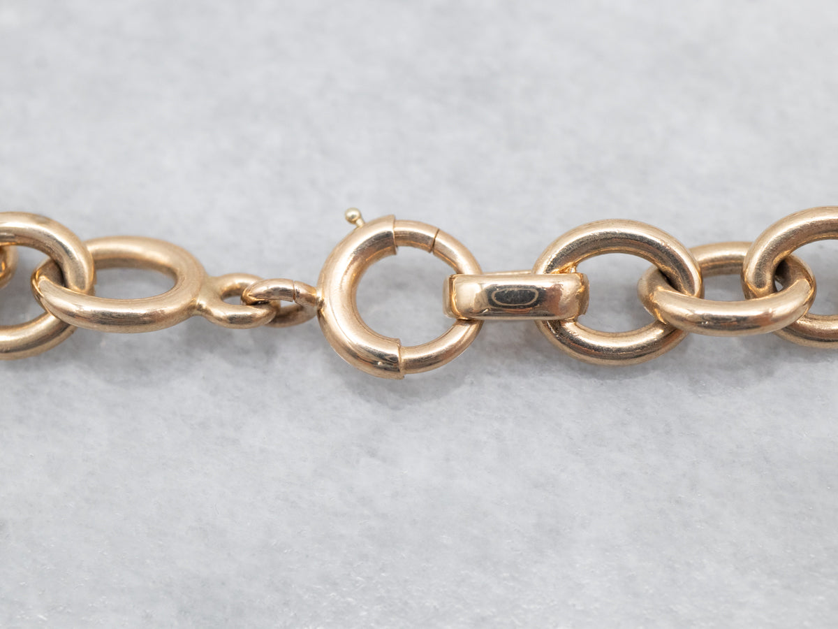 Yellow Gold Oval Link Chain Bracelet