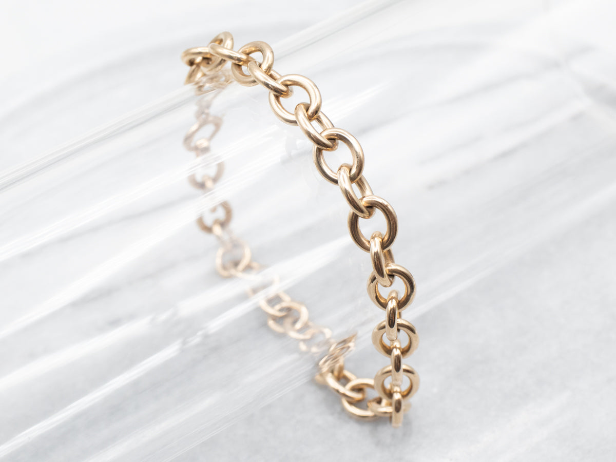 Yellow Gold Oval Link Chain Bracelet