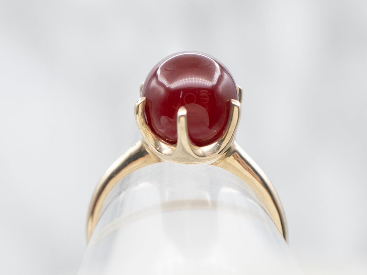 Vintage Gold Carnelian Solitaire Ring