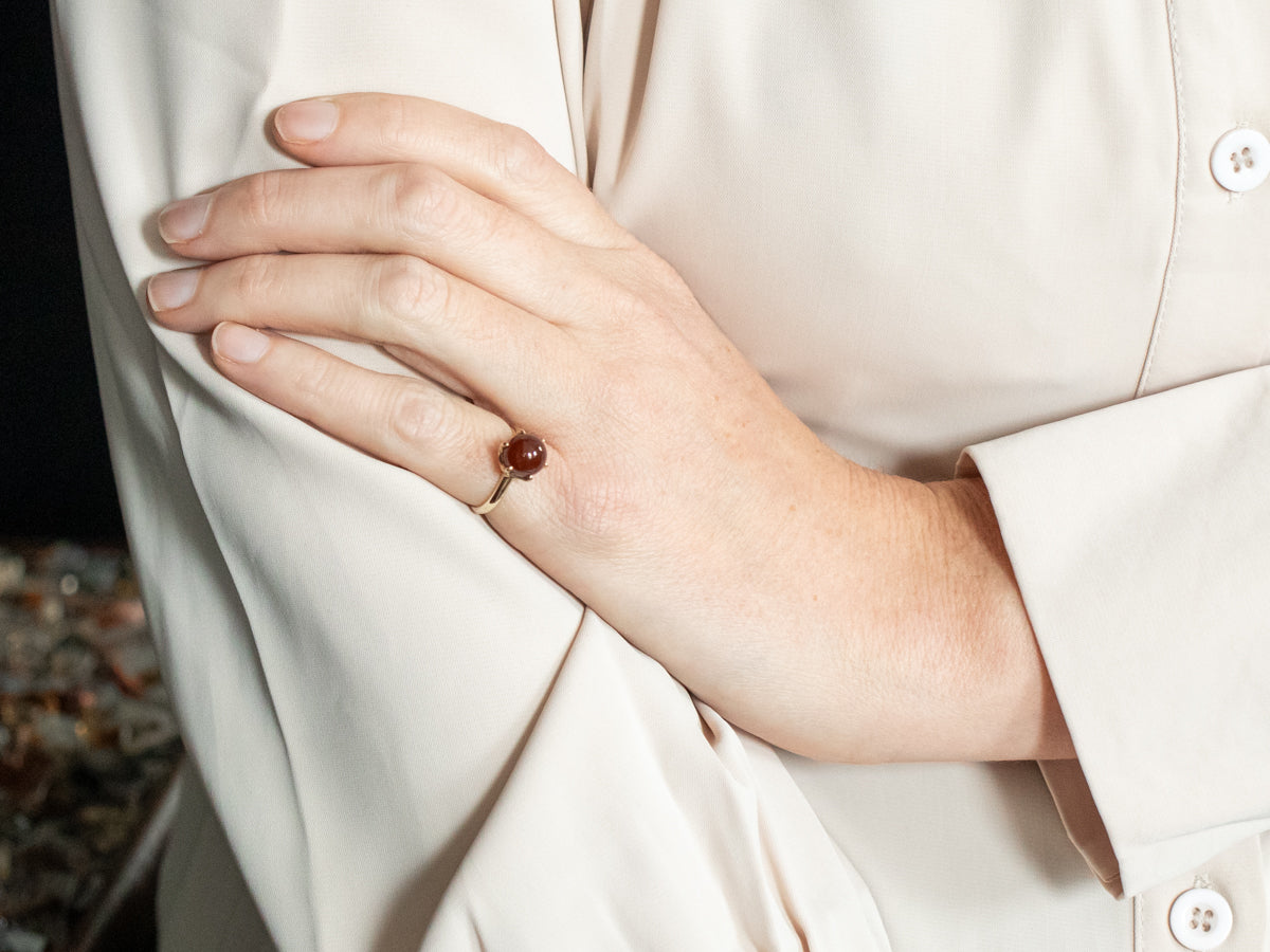 Vintage Gold Carnelian Solitaire Ring