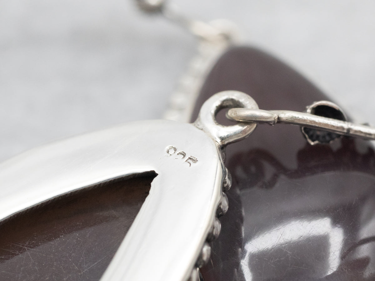 Sterling Silver Moonstone Drop Earrings with Beaded Edge