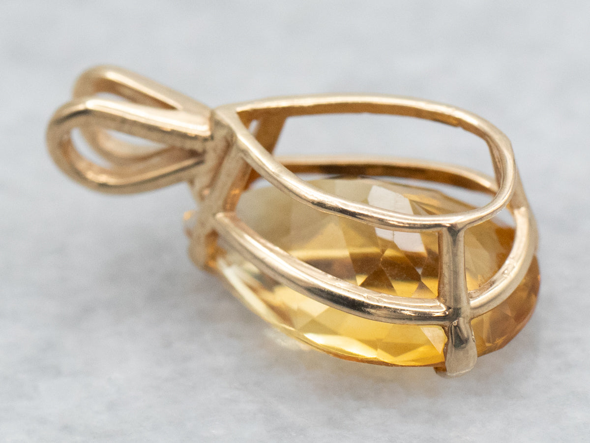 Pear Cut Citrine Solitaire Pendant