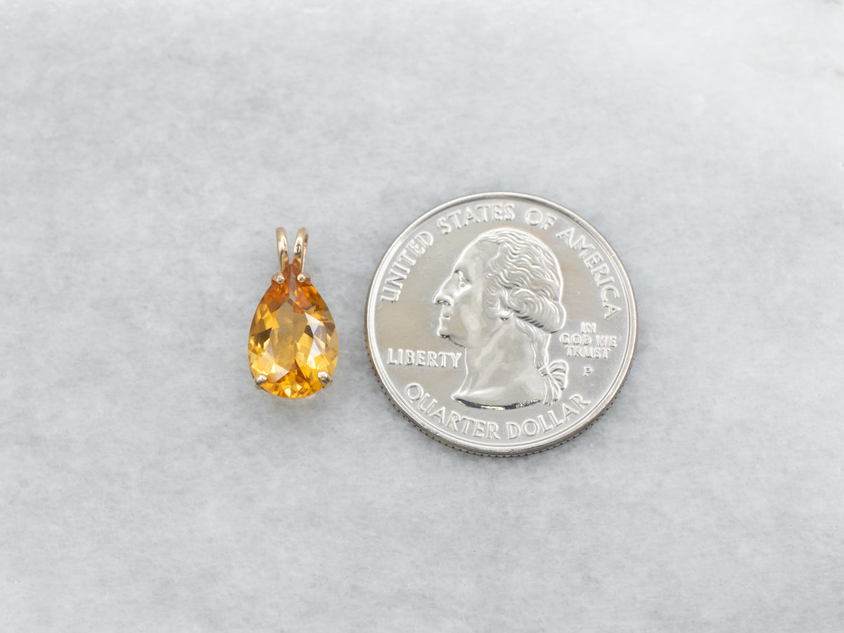 Pear Cut Citrine Solitaire Pendant