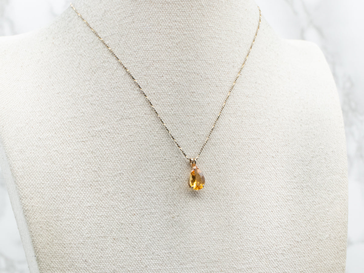 Pear Cut Citrine Solitaire Pendant