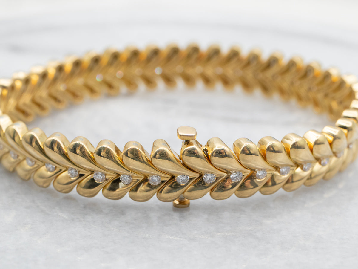 Yellow Gold Bracelet with Diamond Accents