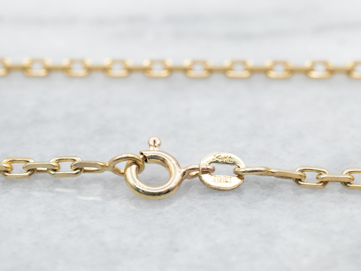 Long Italian Gold Rectangular Link Chain