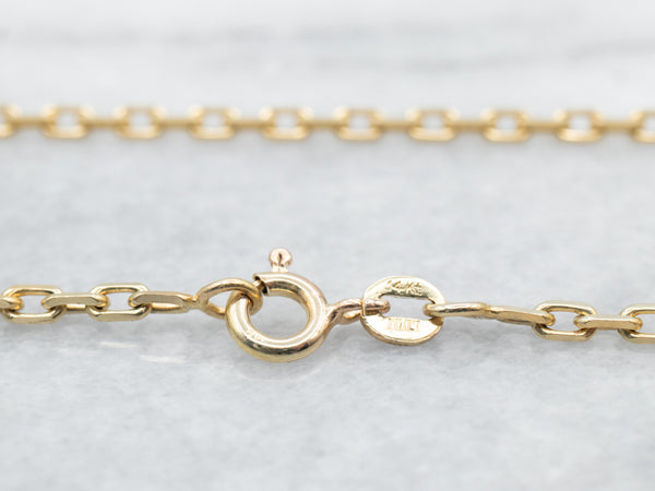 Long Italian Gold Rectangular Link Chain - Market Square Jewelers