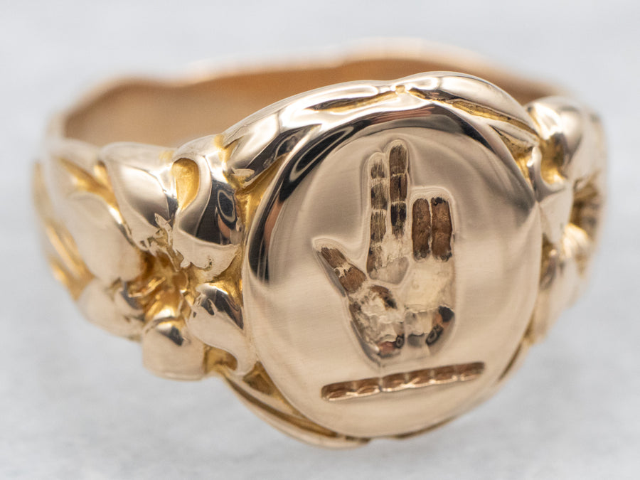 Antique Schwurhand Oath Hand Signet Ring