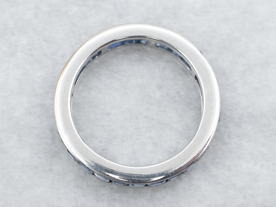 Luxurious White Gold Sapphire Eternity Band