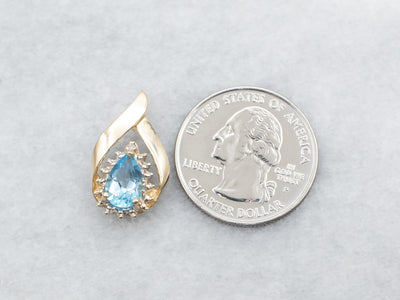 Modern Pear-Cut Topaz and Diamond Pendant