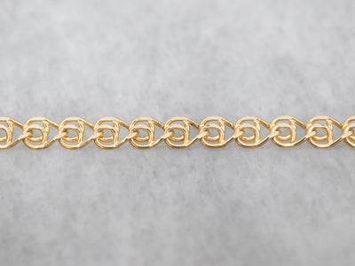 Woven Gold Flat Link Chain Necklace