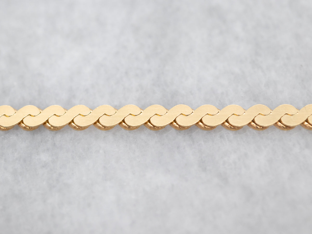 Wide Yellow Gold Serpentine Chain with Spring Ring Clasp
