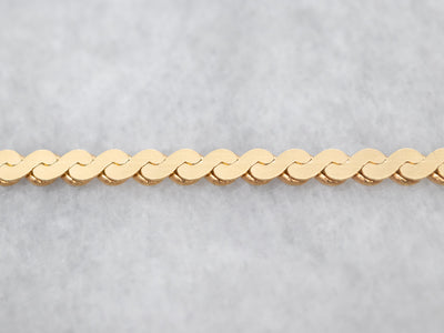 Wide Yellow Gold Serpentine Chain with Spring Ring Clasp