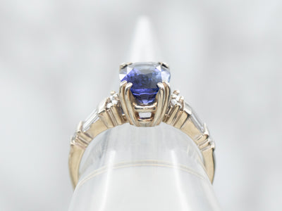 Modern Sapphire Engagement Ring with Diamond Accents