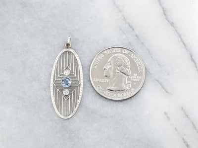 Repurposed Art Deco Sapphire and Old Mine Cut Diamonds Filigree Pendant