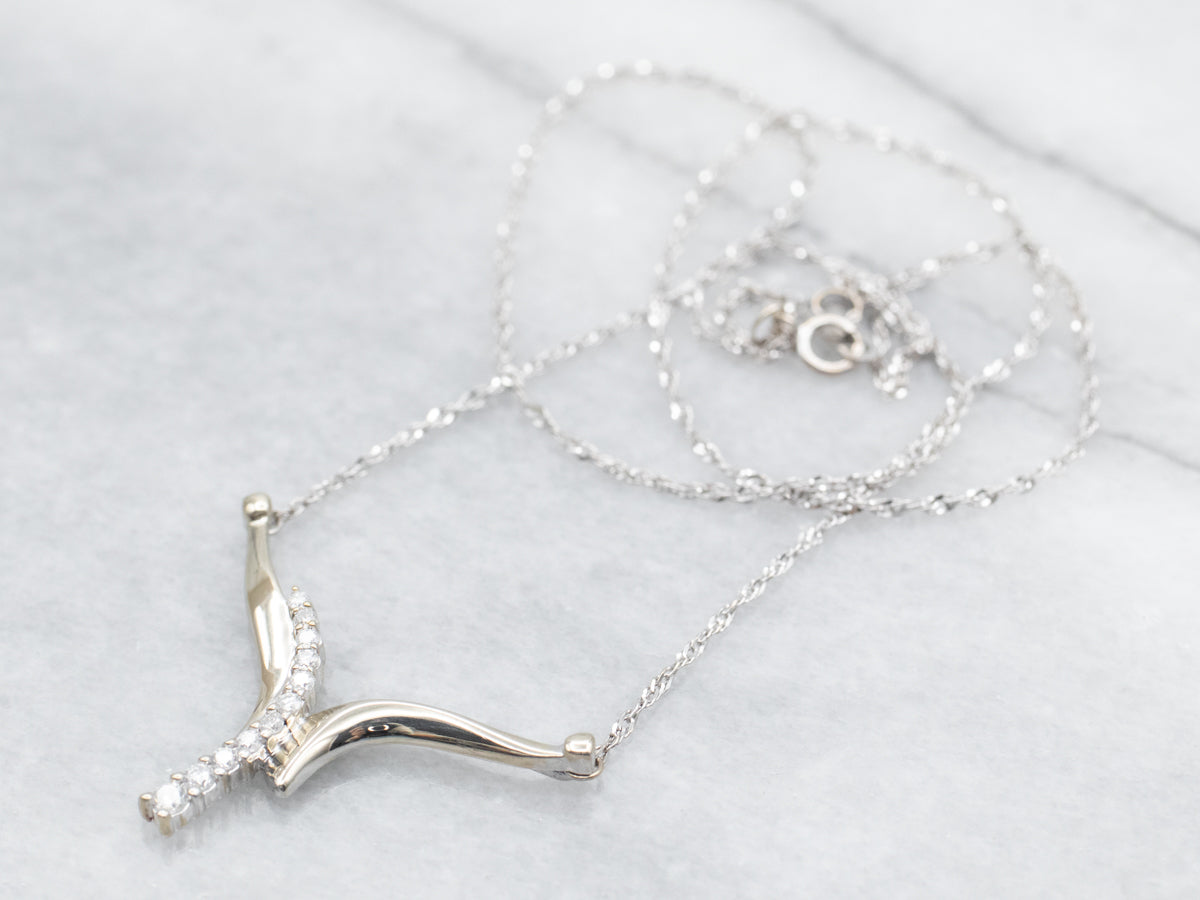 Modernist Gold Diamond Pendant Necklace