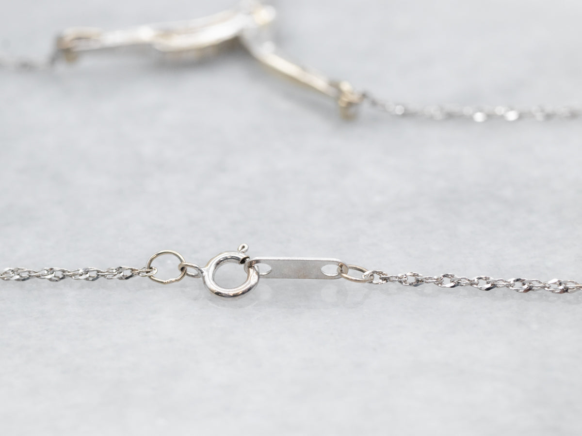 Modernist Gold Diamond Pendant Necklace