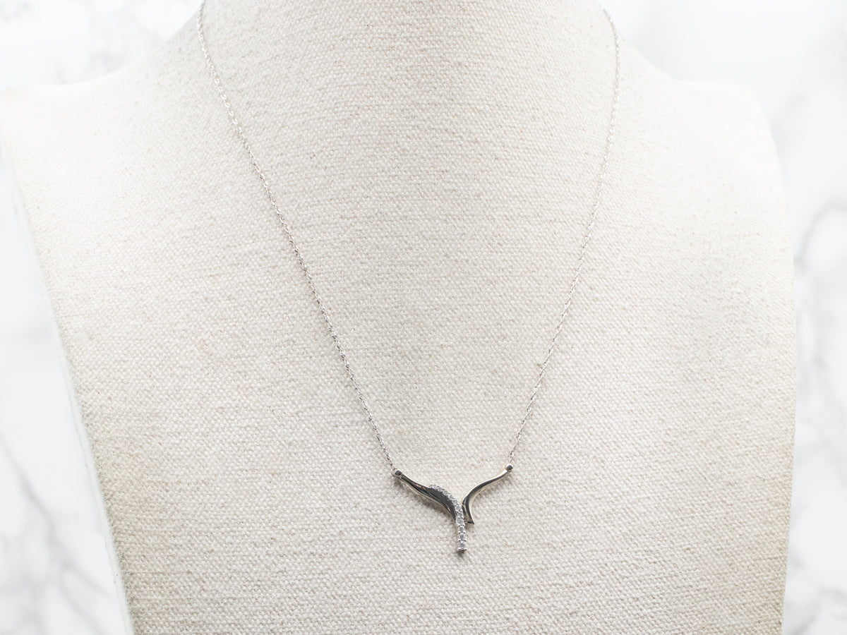 Modernist Gold Diamond Pendant Necklace