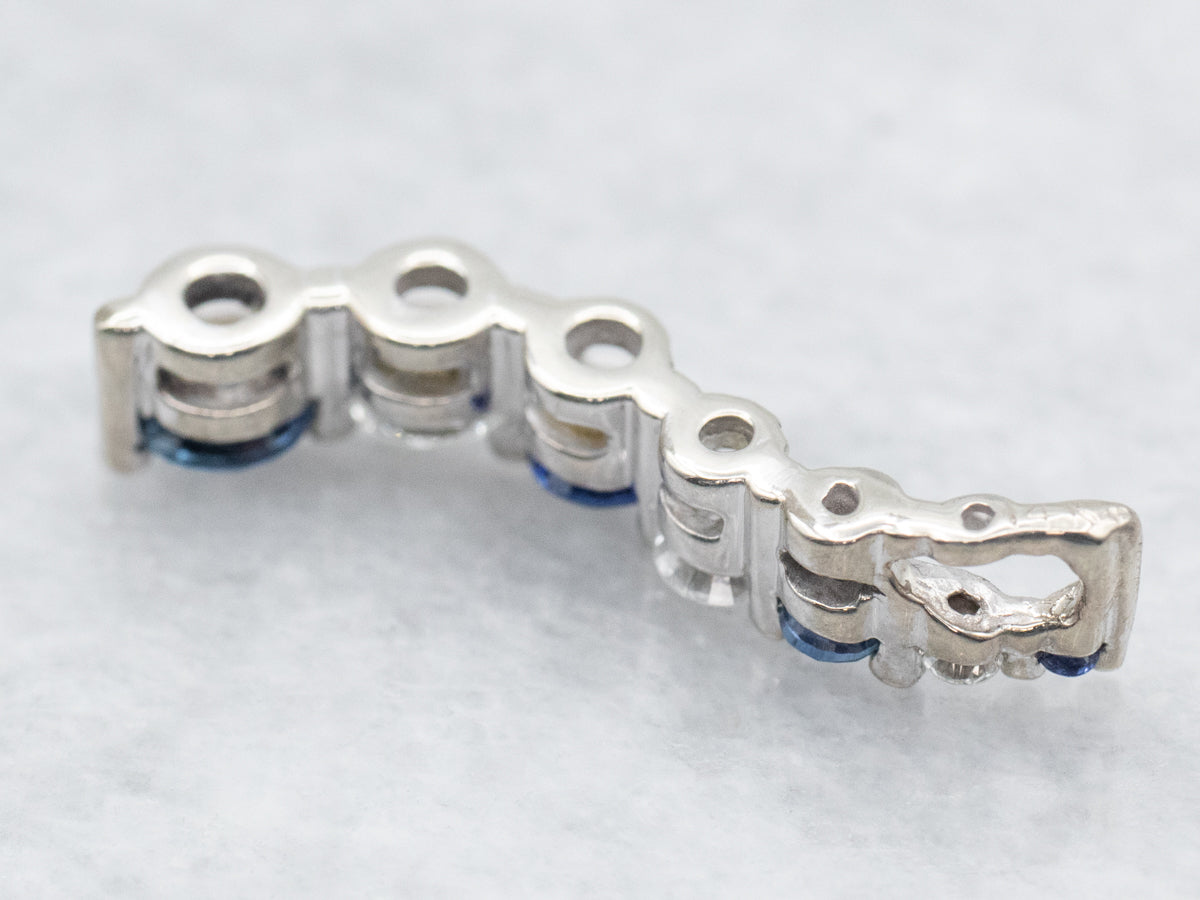 Modern Gold Sapphire and Diamond Drop Pendant