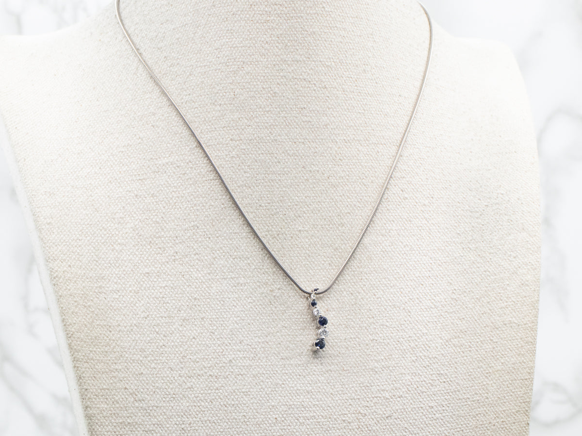 Modern Gold Sapphire and Diamond Drop Pendant