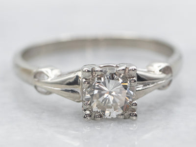 Vintage European Cut Diamond Solitaire Engagement Ring