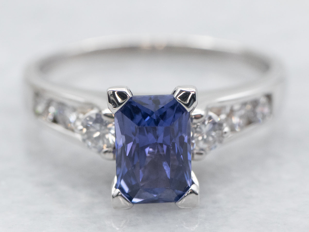 Modern Sapphire Engagement Ring with Diamond Accents