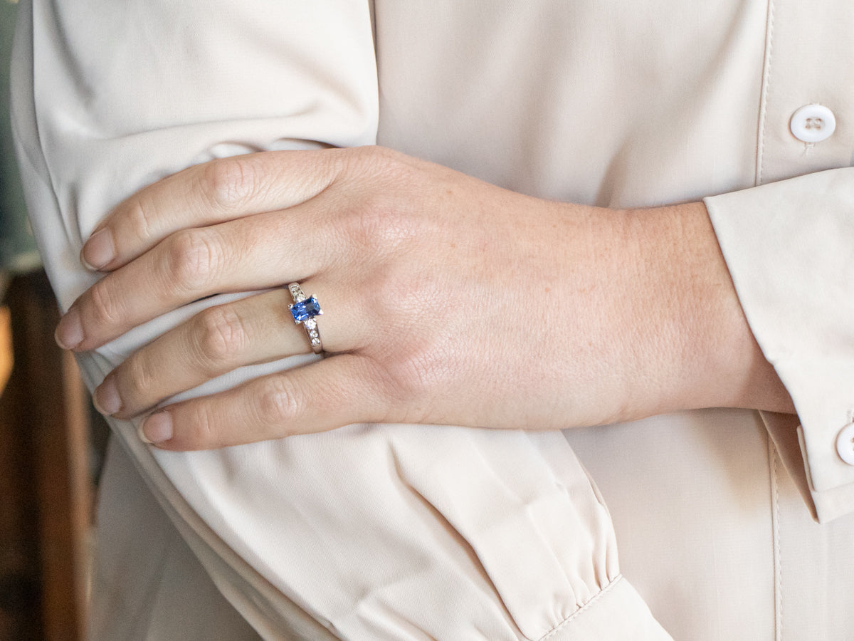 Modern Sapphire Engagement Ring with Diamond Accents