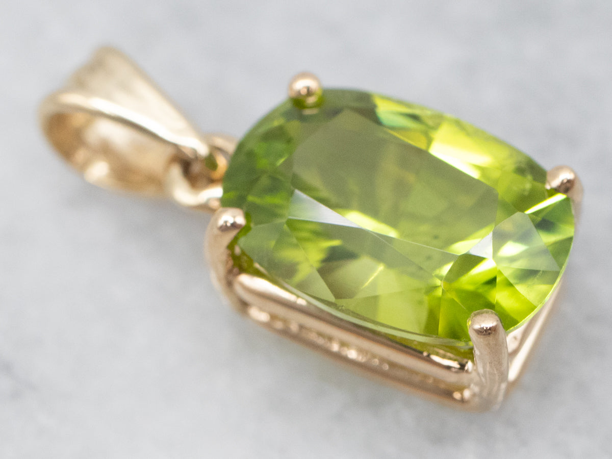 Yellow Gold Peridot Solitaire Pendant